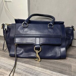 Rebecca Minkoff Navy Blue Leather Handbag Purse Satchel Bag Authentic